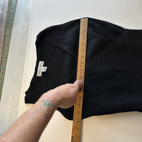 Vtg Black Sleeveless Wrap Tank Top Y2K Medium Metallic Evening Womens - Picture 4 of 7